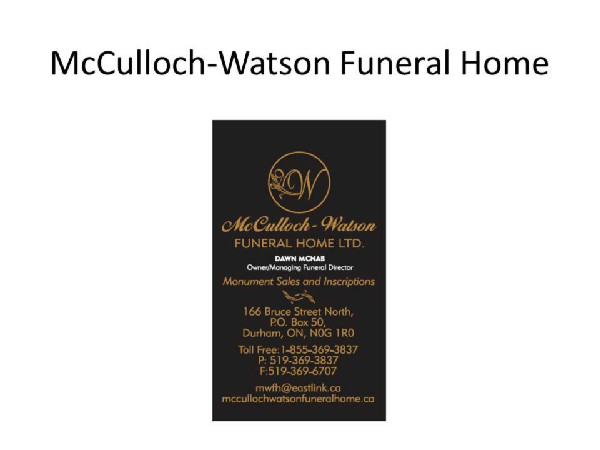 McCulloch-Watson Funeral Homes Ltd.